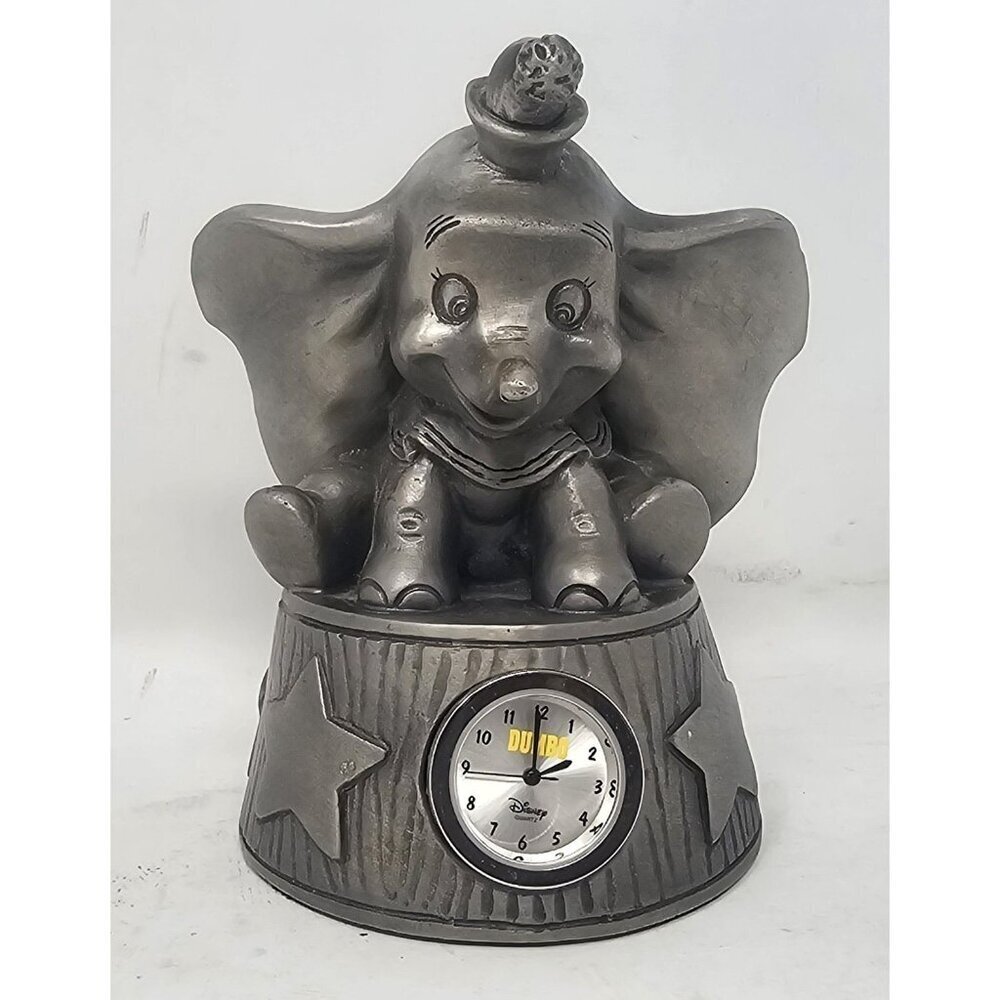 Disney Dumbo Limited Edition Pewter Clock Figure Quartz #412/5000 Malaysia WORKS - Picture 1 of 16